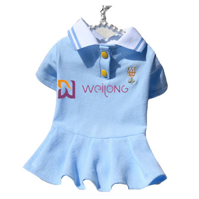 Vestido feito malha de Rib Collar Embroidered Customized Pet para a mola/verão
