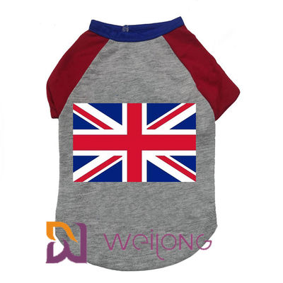 Camisas customizáveis do animal de estimação T do verão para a bandeira de borracha do Reino Unido da cópia dos cães