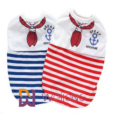 Camisa personalizada de Anchor Stripe Pet T do marinheiro da cópia de Digitas para o algodão 100% do cachorrinho