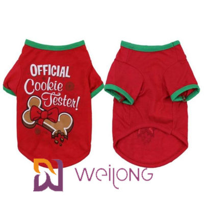 CVC camisa imprimindo vermelha do Natal T do cão do jérsei 180G customizável