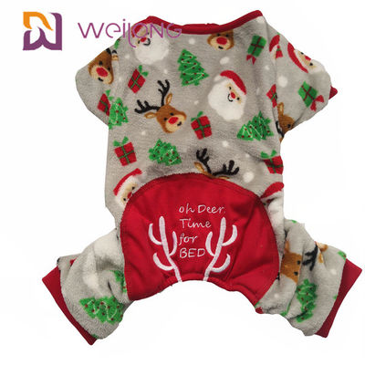 Os pijamas 100% do Natal do cão da tela de veludo personalizaram bordado