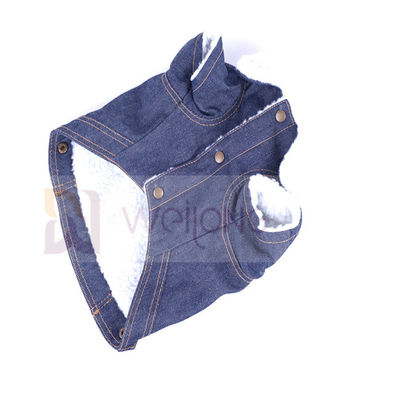 100% cães polis Jean Jacket azul do inverno do revestimento da sarja de Nimes do animal de estimação do Berber