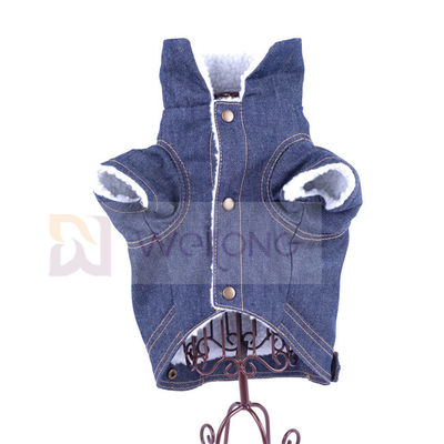 100% cães polis Jean Jacket azul do inverno do revestimento da sarja de Nimes do animal de estimação do Berber