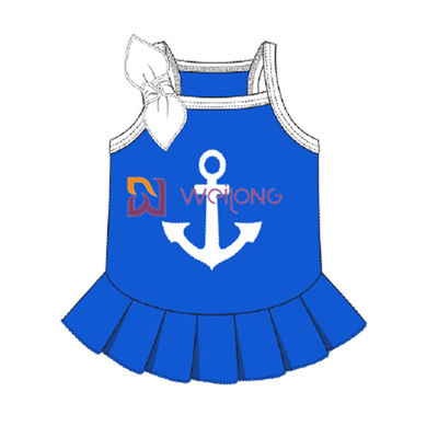 Fêmea respirável personalizada do vestido do cão de Anchor Pet Dress do marinheiro do jérsei Cvc