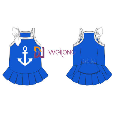 Fêmea respirável personalizada do vestido do cão de Anchor Pet Dress do marinheiro do jérsei Cvc