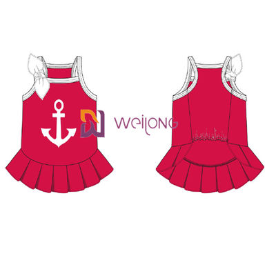 Fêmea respirável personalizada do vestido do cão de Anchor Pet Dress do marinheiro do jérsei Cvc