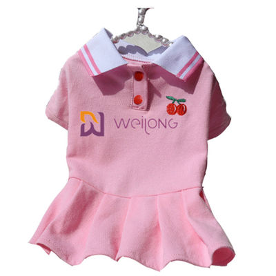 Vestido feito malha de Rib Collar Embroidered Customized Pet para a mola/verão