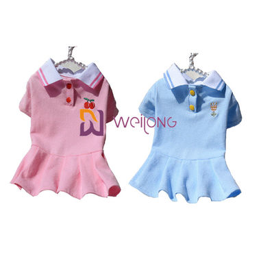 Vestido feito malha de Rib Collar Embroidered Customized Pet para a mola/verão