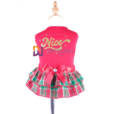 O fio tingiu o costume da curva da fita do cetim da saia de manta do vestido do Natal do cão CVC
