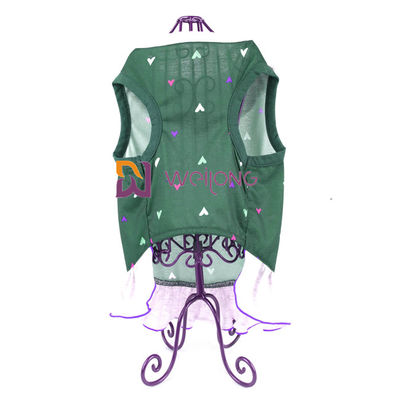 A cópia de Digitas borda o vestido de molho tecido do cão do colar do verão do jérsei do amor do vestido do animal de estimação coração feito sob encomenda poli