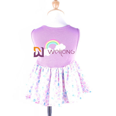 Saia personalizada do tutu do cão do Pongee da cópia de Digitas do vestido do animal de estimação do arco-íris do jérsei CVC