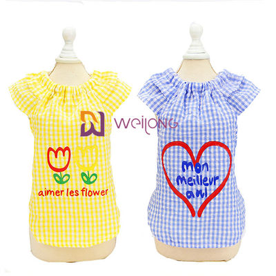 Vestido imprimindo de borracha XS S M L XL do cachorrinho do cão do crepe de algodão do verão da cor