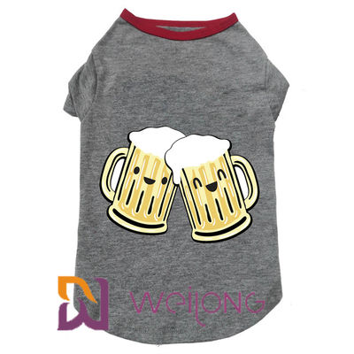 T-shirt de borracha do galgo da elasticidade do vidro de cerveja da cópia para cães