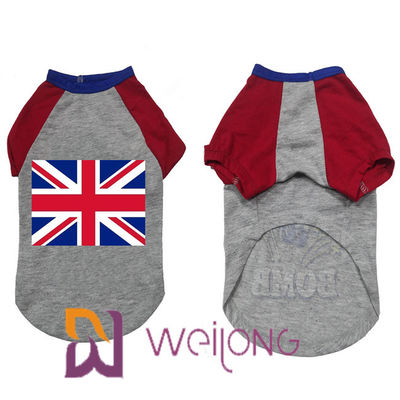 Camisas customizáveis do animal de estimação T do verão para a bandeira de borracha do Reino Unido da cópia dos cães