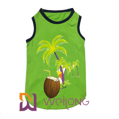 Música 100% de Havaí da camisa do animal de estimação T do verão da elasticidade da árvore de coco da cópia de algodão jogada