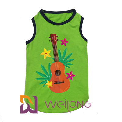 Música 100% de Havaí da camisa do animal de estimação T do verão da elasticidade da árvore de coco da cópia de algodão jogada