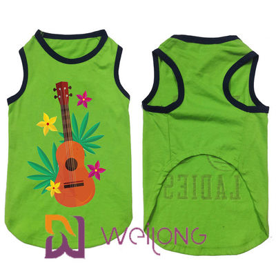 Música 100% de Havaí da camisa do animal de estimação T do verão da elasticidade da árvore de coco da cópia de algodão jogada
