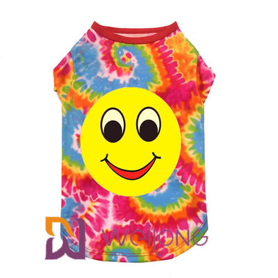 Camisas de sorriso do cão T da cara do poliéster da cópia de Digitas para os grandes cães respiráveis
