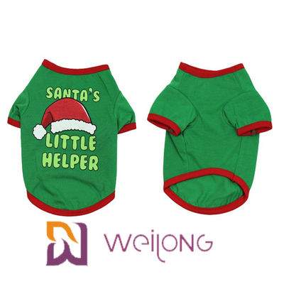 A camisa de borracha do animal de estimação T da cópia da cor do teste padrão personalizou a camisa do Natal T do cão