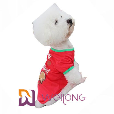 CVC camisa imprimindo vermelha do Natal T do cão do jérsei 180G customizável