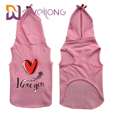 CVC o velo da camiseta do algodão mantém cães/gatos cor-de-rosa mornos do Hoodie do animal de estimação