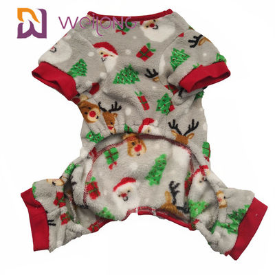 Os pijamas 100% do Natal do cão da tela de veludo personalizaram bordado