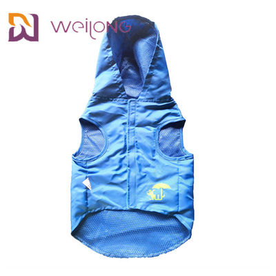 Capa de chuva impermeável XS-XL azul do animal de estimação da cópia da borracha de abertura de Velcro