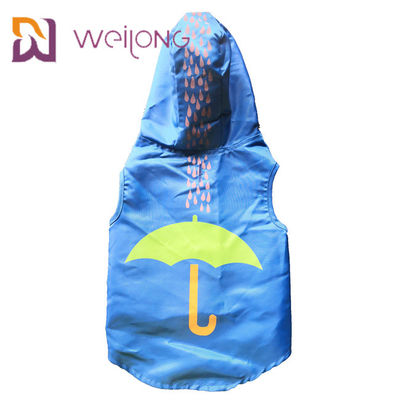 Capa de chuva impermeável XS-XL azul do animal de estimação da cópia da borracha de abertura de Velcro