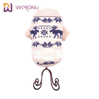 Floco de neve Argyle Knitted Dog Sweater Customized da queda e do inverno