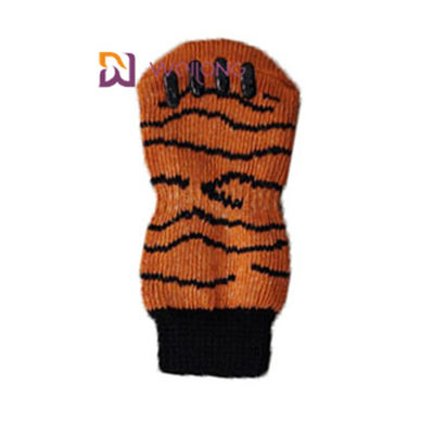 O Spandex do algodão desliza não a imitação das peúgas do cão de Tiger Stripes para as patas dos cães